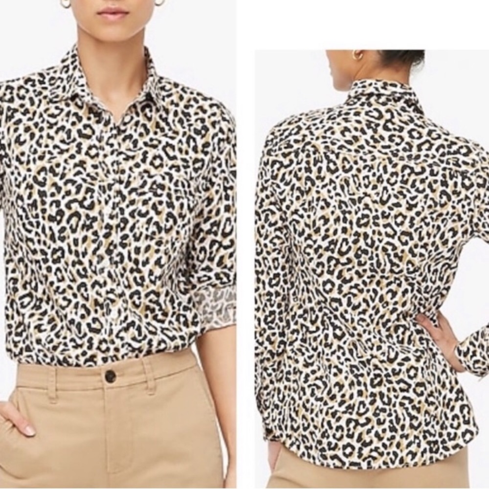 NWT J. Crew Leopard Print Button Down Top